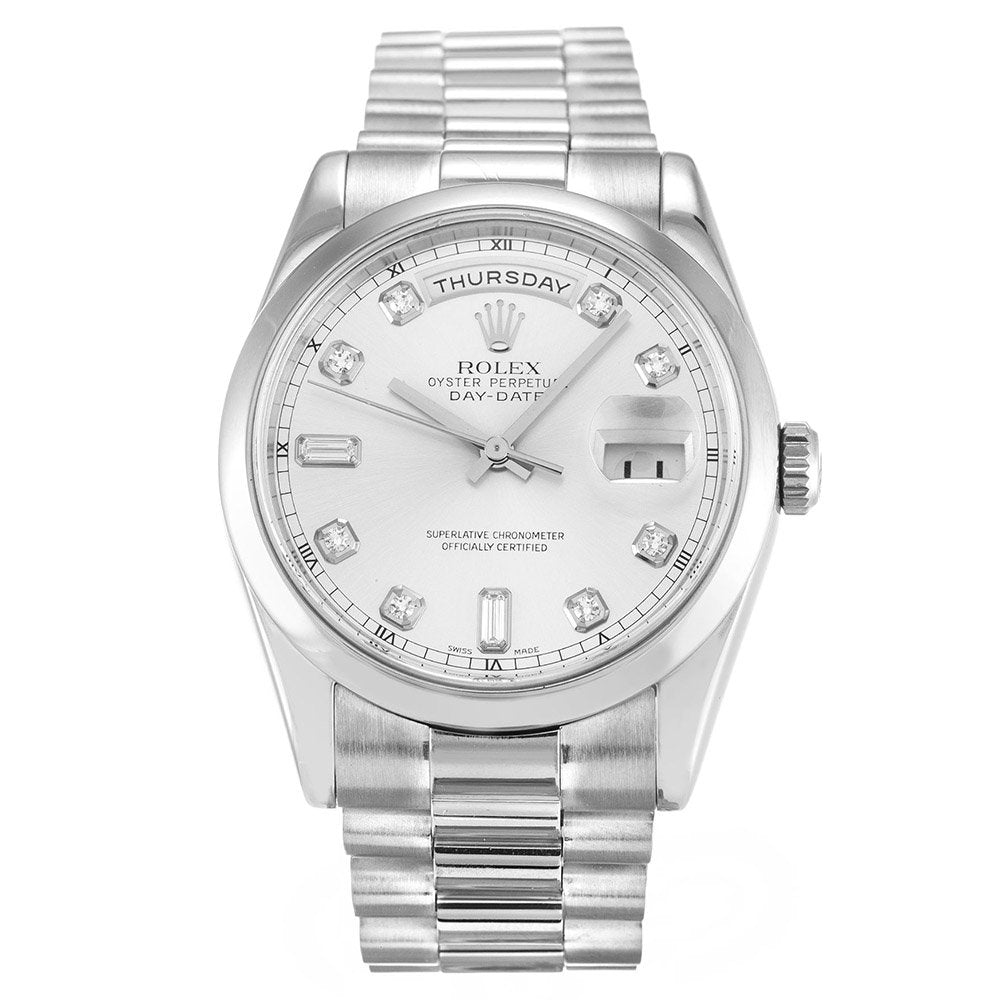 Rolex Day-Date Silver 118209 Mens 36MM - LEXCOPY-Redefine Luxury – Premium Watches, Unbeatable Prices