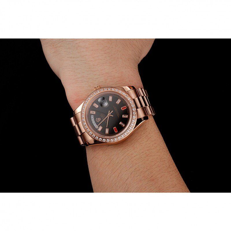 Swiss Rolex Day-Date Diamonds And Rubies Black Dial Rose Gold Bracelet 1454102 - LEXCOPY-Redefine Luxury – Premium Watches, Unbeatable Prices