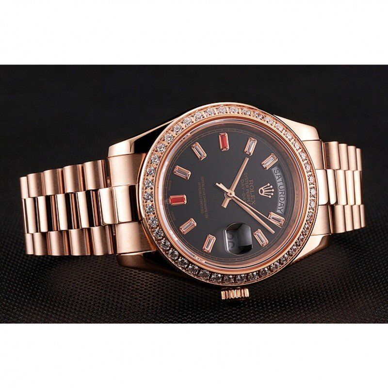 Swiss Rolex Day-Date Diamonds And Rubies Black Dial Rose Gold Bracelet 1454102 - LEXCOPY-Redefine Luxury – Premium Watches, Unbeatable Prices