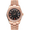Swiss Rolex Day-Date Diamonds And Rubies Black Dial Rose Gold Bracelet 1454102 - LEXCOPY-Redefine Luxury – Premium Watches, Unbeatable Prices